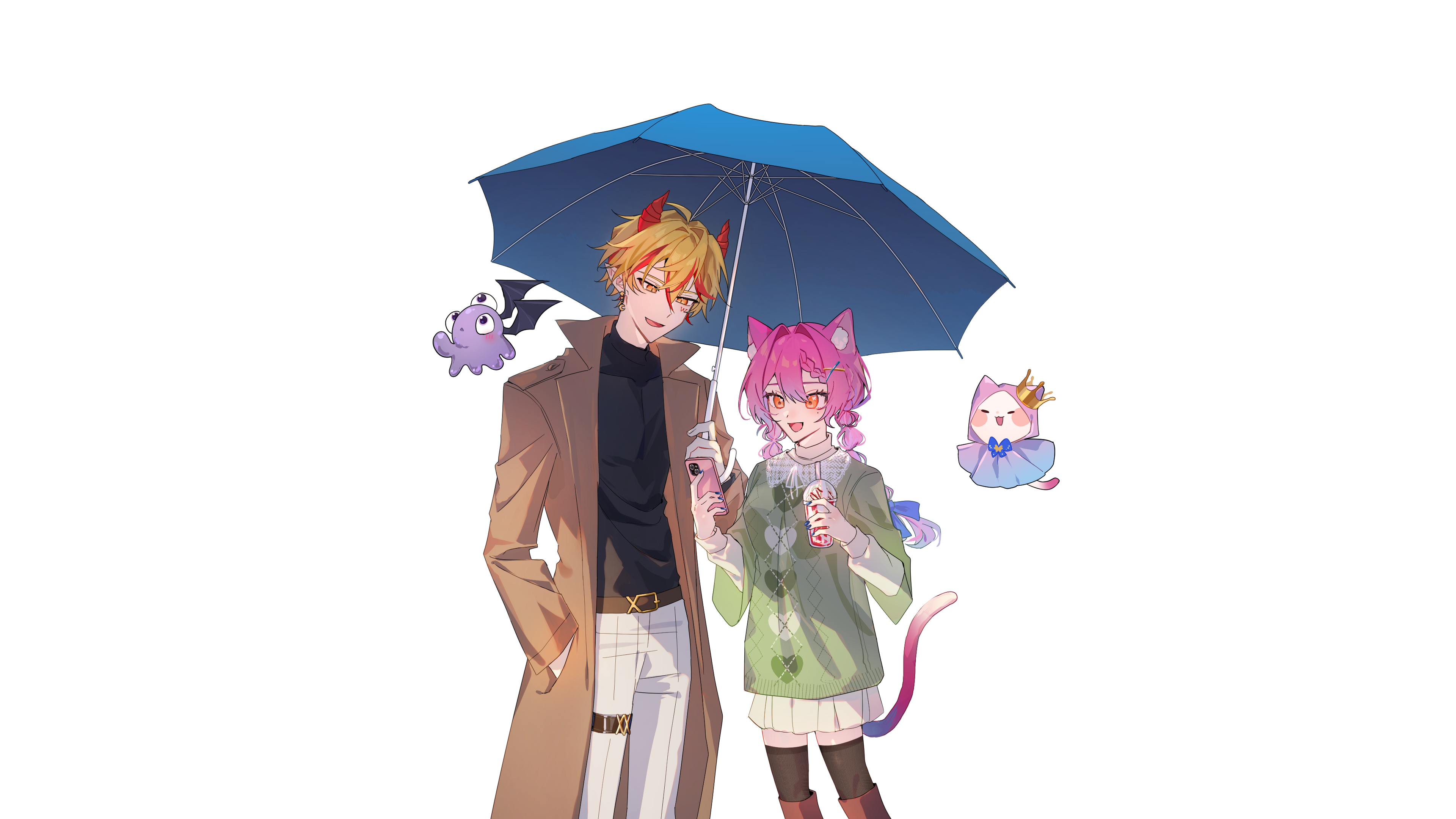 愛紗公主與夥伴在雨傘下